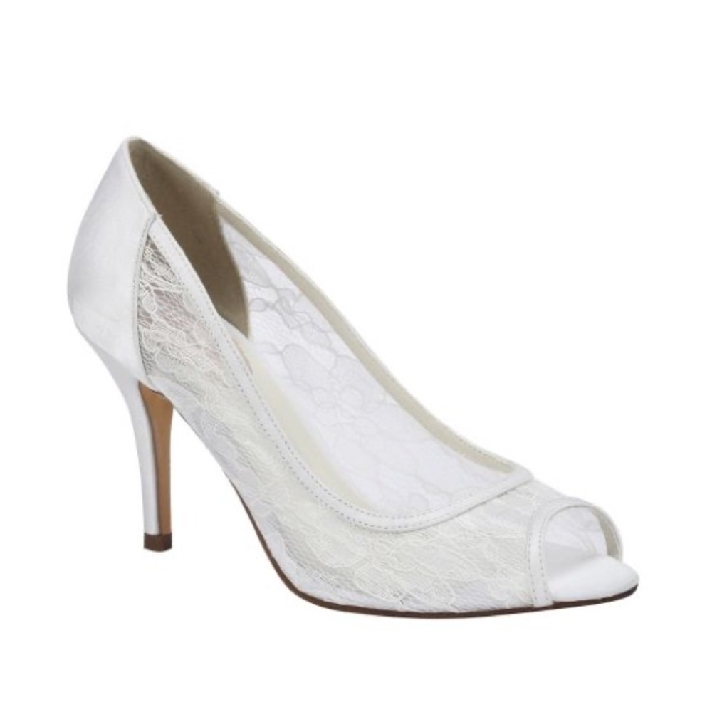 White Lace Paradox London Pink Peep Toe Heels